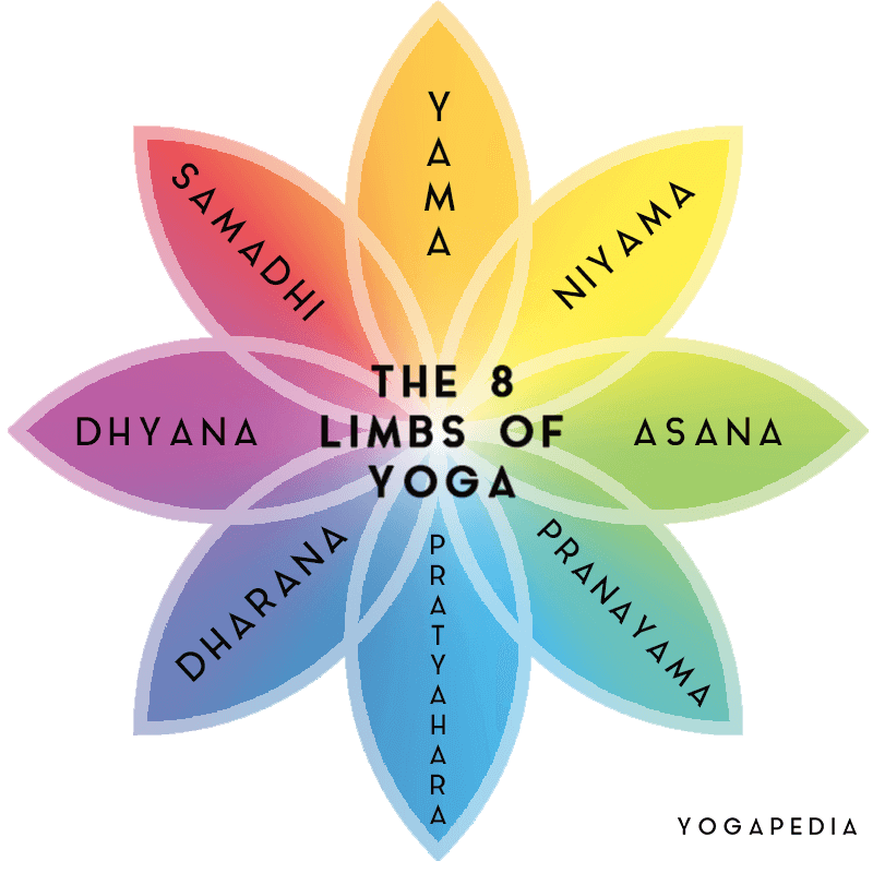 The 8 limbs of yoga yama niyama asana pranayama pratyahara dharana dhyana samadhi